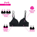 Maidenform Women's Wireless Bra, Pure Comfort Soft Support Wireless Longline Bra, Wirefree Comfortable Lace Bra White