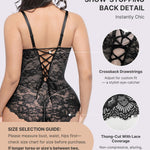 SHAPELLX Lace Bodysuit for Women V Neck Tummy Control Shapewear Thong Sculpting Snatched Waist Body Shaper (Black Large)