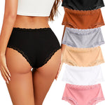 Sth Big Cotton Underwear for Women High Waisted Womens Underwear Pack Sexy Lace Edge Bikini Cheeky Panties Girls Brief
