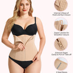 Gotoly Waist Trainer for Women Zipper Corset Shapewear Tummy Control Faja Body Shaper Waist Cincher Workout Girdle(Beige,X-Small)