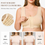 BRABIC Post Surgery Front Closure Bras for Women No Underwire Compression Bra Surgical Mastectomy Everyday Bra （Beige, Medium