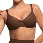 Lover-Beauty Minimizer Bras for Women Full Coverage Unlined Underwire Bras Plus Size Lifting Bra for Heavy Breast, Brown 34D