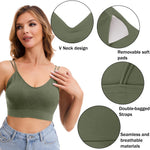 BQTQ 6 Pieces V Neck Cami Bralette Bra for Women Padded Cami Bras with Elastic Straps Seamless Bralettes Sleeping Bra Everyday Bralette Pack, M