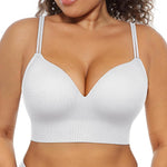FeelinGirl Wireless Bra for Women with Supportive | Fixed Padded, No Wire, Comfortable Bralettes, Wide Band, Racerback with Lift, Soft Ribbed Texture, Older Women/Home/Out