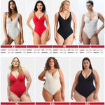 Nebility Shapewear Bodysuits for Women Tummy Control Body Shaper Deep V Neck Thong Body Suits (Black,Large)
