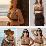 Lover-Beauty Comfortable Bras for Women Leopard Bralette Padded Bra Wireless Bralette Leopard Print Tops for Women