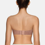 Vertvie Womens Strapless Bra Jelly Push Up Seamless Bandeau Bra Wireless Non Slip Silicone Tube Top Bras Padded Bralette(Leopard Light Coffee,Medium)
