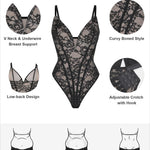 Popilush Shapewear Bodysuit for Women Deep V Neck Sleeveless Lace Corset Bodysuits Tummy Control Tank Tops