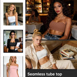 OEAK Supportive Strapless Bras for Women Push Up Wireless Bandeau Bra Non Slip Seamless Bras Comfortable Padded Bralette Gravel Beige 3XL