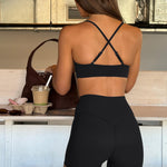 LASLULU Womens Black Sports Bra Sexy Cute Backless Sport Bra Workout Gym Yoga Pilates Bras Tops Clothes Outfits Strappy Padded Sports Bras (Black, Small)
