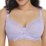 HSIA Minimizer Bra for Women - Plus Size Lace Full Coverage Womans Bra Unlined Underwire Bra for Heavy Breast Purple