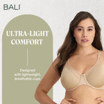 Bali Women's One Smooth U Ultra Light Illusion Neckline Underwire Bra, Nude,36C