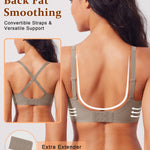 Werena Womens Wireless Jelly Bras Deep V Push Up Low Cut Bra No Underwire Supportive Plunge Seamless Everyday Comfortable Tshirt Bralette (Light Grey,3XL)