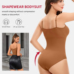 Nebility Shapewear Bodysuit for Women Tummy Control Shapewear Faja Body Shaper Waist Trainer Square Neck Body Suit(Brown,Medium)