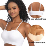 PRETTYWELL Strapless Bra for Women Comfort Non-Slip Seamless Padded Bandeau Bras Wireless Tube Top Bra with Multi-Way Straps White