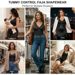 SHAPERX Women's Fajas Colombianas Moldeadoras Postparto Tummy Control Shapewear Compression Garment with Zipper Crotch,SZ7390-Black-S