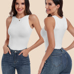 EUYZOU Women Shapewear Tummy Control Tank Tops Seamless Compression Tops Body Shaper Camisole, White L