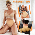 Werena Tummy Control Thong Shapewear for Women Seamless Shaping Novelty Thong Panties Body Shaper Underwear(01# Beige-mid Waisted(has Boning),Medium)