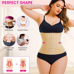Nebility Waist Trainer for Women Tummy Control Shapewear Segmented Body Shaper Workout Girdle Cincher Postpartum Recovery Belt (XXX-Large, Beige)