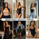herslims Tummy Control Bodysuit for Women, Sculpting Shapewear, Brief, Thong, or Mid-Thigh Faja, Black Thong 2X/3X