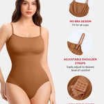 Nebility Shapewear Bodysuit for Women Tummy Control Shapewear Faja Body Shaper Waist Trainer Square Neck Body Suit(Brown,Medium)