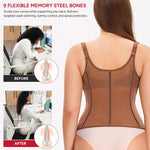 Nebility Waist Trainer for Women Corset Shapewear Tummy Control Body Shaper Top Waist Cincher Girdle with Adjustable Straps(Brown,Large)
