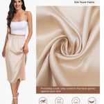 Vlazom Women's Satin Half Slip for Under Dress Long Underskirt Soft Under Slips for Women Under Dresses Nude Size Medium