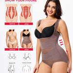 Nebility Shapewear for Women Tummy Control Bodysuit Faja Body Shaper Waist Trainer Snatched Corset Body Suit (Purple Brown, Large)