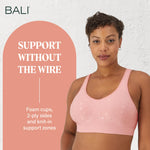 Bali Women's Wireless Bra, Comfort Revolution Full-Coverage Wirefree Bra for Women, Moisture-Wicking