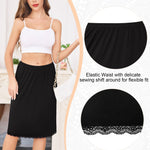 Lovasy Half Slip for Women Under Dress Lace Slip Skirt Anti-Cling Knee Length Underskirt Black,Large