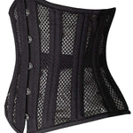 SHAPERX 26 Double Steel Boned Breathable Mesh Corset Heavy Duty Waist Training Shaper, SZ1996-Black-XS