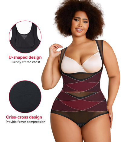 Nebility Plus Size Shapewear Bodysuit for Women Tummy Control Body Shaper Seamless Faja Colombian Waist Trainer Girdle(Black Plus Size Plus Size,3X)