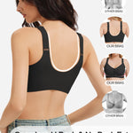Gailife V Neck Front Closure Bras for Women Wireless Full Coverage Mastectomy Bralettes Comfortable Seamless Everyday Bra, Black, L