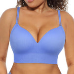 FeelinGirl Wireless Bra for Women with Supportive | Fixed Padded, No Wire, Comfortable Bralettes, Wide Band, Racerback with Lift, Soft Ribbed Texture, Older Women/Home/Out