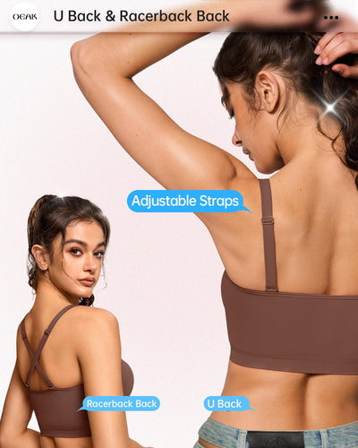 OEAK Bralettes for Women with Support Comfortable Wireless Bras Seamless Bralette No Underwire Bra Cute Everyday Tshirt Bras Chocolate L