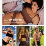 FeelinGirl Bralettes for Women Wireless Seamless Bras, No Underwire Unlined Comfort Buttery Soft Bras for Sleep, Loung, Everyday, Brown, M