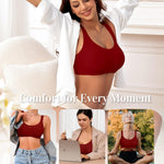 Wireless Jelly Seamless Bras for Women No Underwire Tshirt Full Coverage Padded Supportive Bra Comfortable Everyday Bralettes(01#Red(Full Coverage),S)