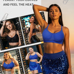 Lover-Beauty Wireless Bras for Women Push Up Bras Seamless Full Coverage Bra for Daily Wear Blue XL