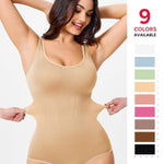 Nebility Women Waist Trainer Bodysuit Slim Full Body Shapewear Seamless Round Neck Jumpsuits Tummy Control Tops (XS/S, Beige)