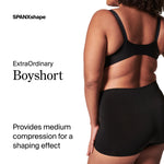 SPANX SPANXshape ExtraOrdinary Boyshort - Sculpting Compression - Women's Shapewear Underwear - Recycled Nylon Fabric Blend - Very Black - Medium