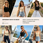 JOYSHAPER Shapewear for Women Tank Tops With Built In Bra Shapewear Tops Tummy Control Body Shaper Camisoles for Women Compression Square Neck Tanks Black M