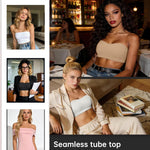 OEAK Supportive Strapless Bras for Women Push Up Wireless Bandeau Bra Non Slip Seamless Bras Comfortable Padded Bralette Nude M