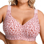 OEAK Womens Wireless Bras Supportive Seamless Full Coverage Bra Push Up Comfortable Bra No Underwire Everyday Tshirt Bras Pink Leopard S