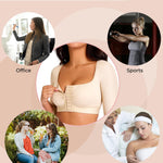 EUYZOU Arm Compression Sleeves for Women Post Surgery Front Closure Bra Slimming Arm Lipo Shapewear Top Square Neck - Nude S