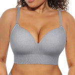 FeelinGirl Wireless Bra for Women with Supportive | Fixed Padded, No Wire, Comfortable Bralettes, Wide Band, Racerback with Lift, Soft Ribbed Texture, Older Women/Home/Out