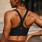 RUNNING GIRL Sports Bras for Women, Molded Cup High Impact Black Sports Bra Workout Bras for Women High Support Racerback(WX3046 Black M)
