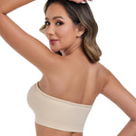 ANGOOL Strapless Bras for Women Wirefree Non-Slip Tube Top Invisible Bralette Seamless Padded Bandeau Bra, Beige, L