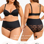QDWQDW Shapewear for Women Tummy Control High Waisted Seamless Womens Underwear 4-Pack Sexy Lace Plus Size Panties