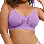 Bras for Women No Underwire Stretch Adjustable Bralettes Seamless Comfort Wireless Bra Light Purple XX-Large