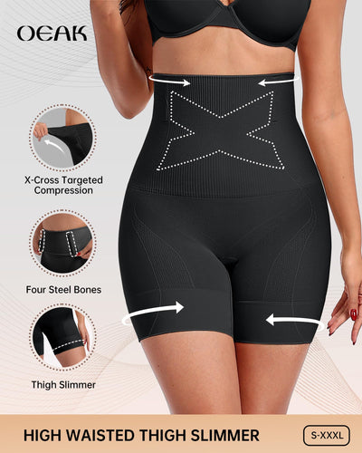 OEAK Shapewear Tummy Control for Women Thigh Slimmer High Waisted Body Shaper Shorts Butt Lifting Shapewear for Under Dresses Black,XL